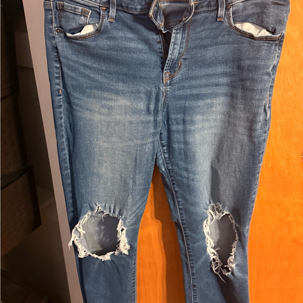 Old Navy Blue Distressed Skinny Jeans